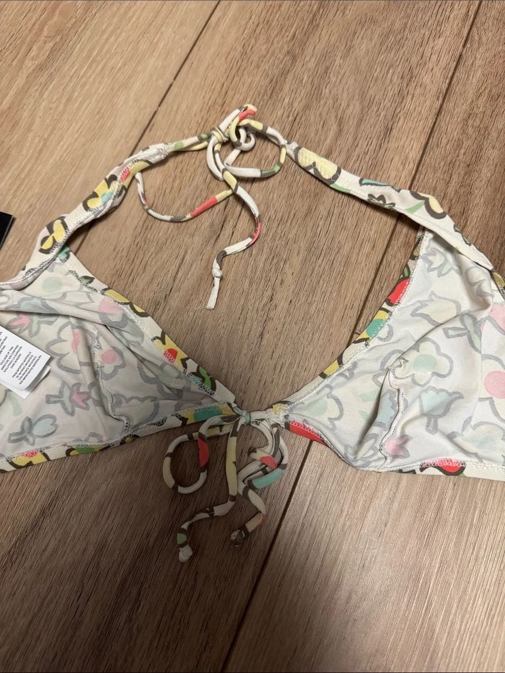 KATE SPADE NWT L cream Floral UNLINED NO PADDING NUDIST TYPE SEXY Bikini SET